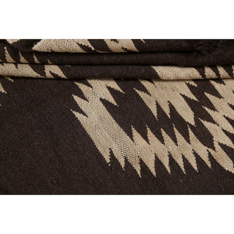 Natural Dye Kilim Tribal Geometric Oriental Wool Area Rug Hand-woven - 4'6" x 6'8"
