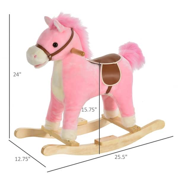 dimension image slide 1 of 2, Interactive Baby Rocking Horse with Moving Mouth, Wagging Tail, and Sound Effects for Kids Ages 3-6