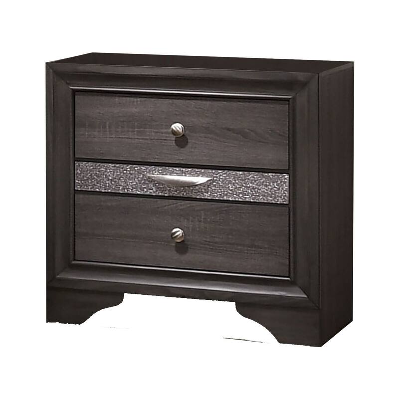Gray 2 Drawer 26 in. W Nightstand with 1 Jewelry Drawer