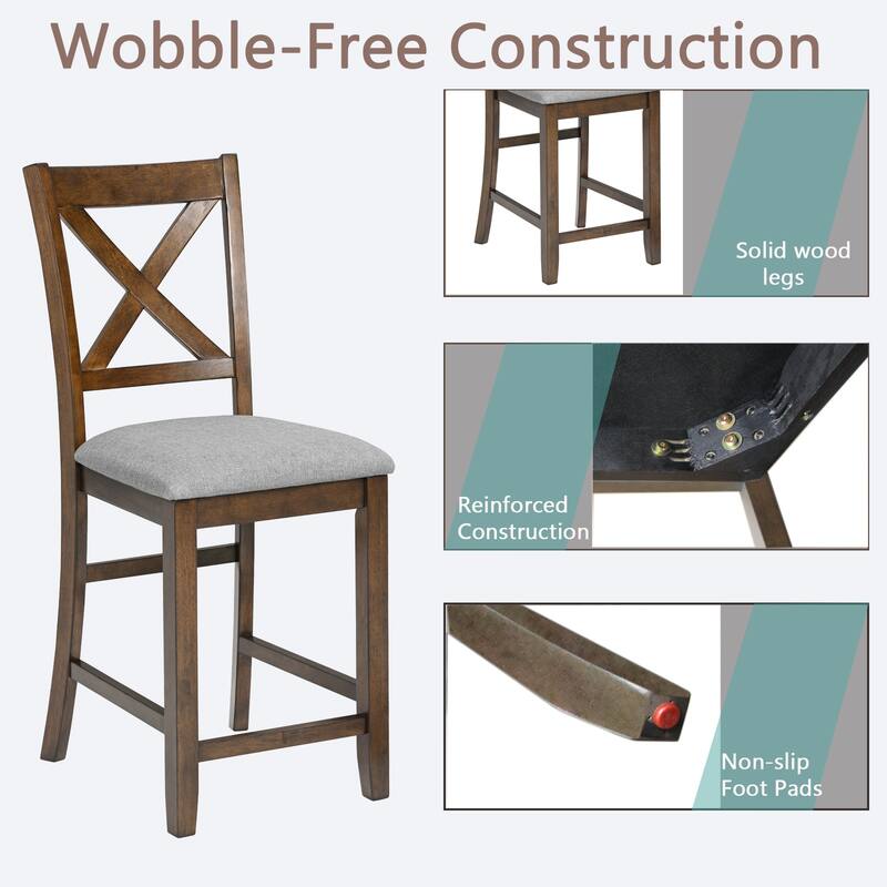 Dining Chairs Only, Wooden Counter Height Chairs Set of 4, Kitchen Chair with Padded Seat, Upholstered Counter Height Chair