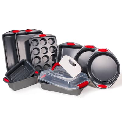 BergHOFF 11Pc Perfect Slice Bakeware Set, Grey & Red