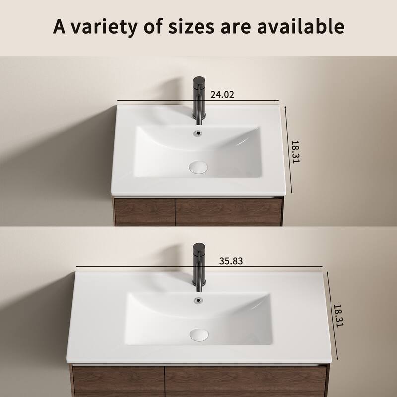 GDFStudio - Soren Modern Ceramic Bathroom Vanity Sink with Overflow Hole & Resists Stains Surface Finish