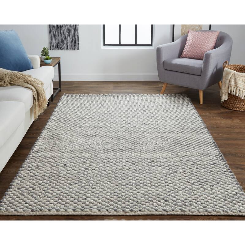 Genet Modern Eco-Friendly Bouclé Rug, Chracoal Gray/Ivory, Accent Rug