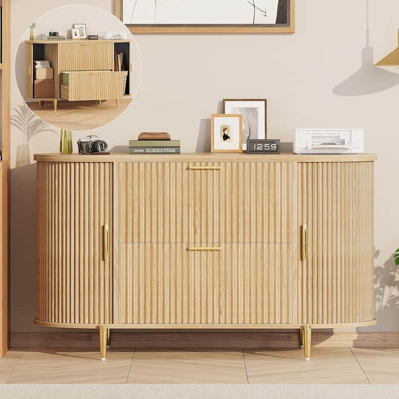 2 Drawer File Cabinet Filing Cabinet Home Office 2 Door Storage - Natural