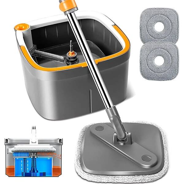 Spin Mop and Bucket Set with Self Separation M16 Dirty and Clean Water