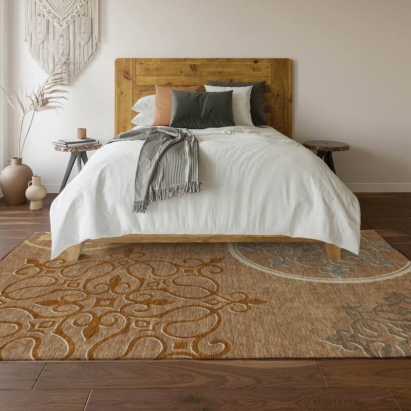 Premium Washable Super Soft Transitional Scroll Mayfield Rug