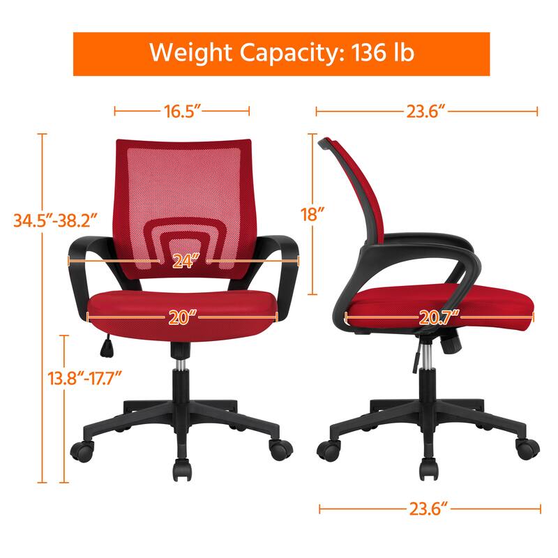 Yaheetech Adjustable Ergonomic Office Chair MidBack Mesh Swivel Chair