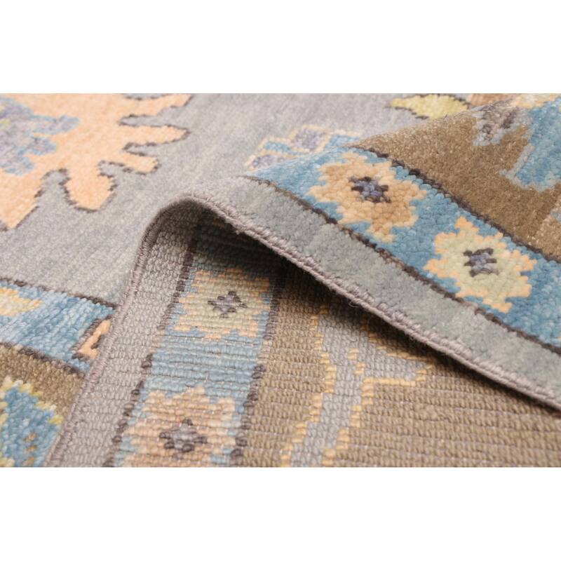 ECARPETGALLERY Hand-knotted Modern Oushak Grey, Light Denim Blue Wool Rug - 9'1 x 11'11