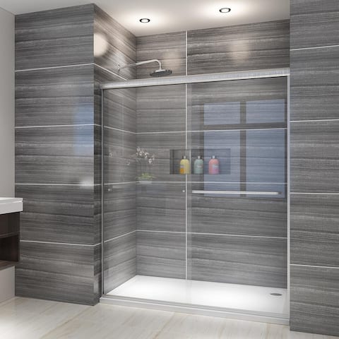ELEGANT 58.5-60''W x 72''H Semi-Frameless Double Sliding Shower Door