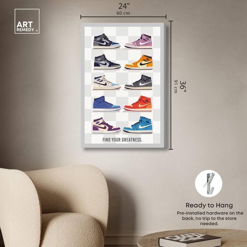 Find Your Greatness Sneakers Canvas by Art Remedy, Gallery Wrapped
