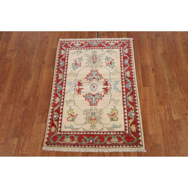 Geometric Kazak Accent Rug Handmade Wool Carpet - 2'0" x 3'0"