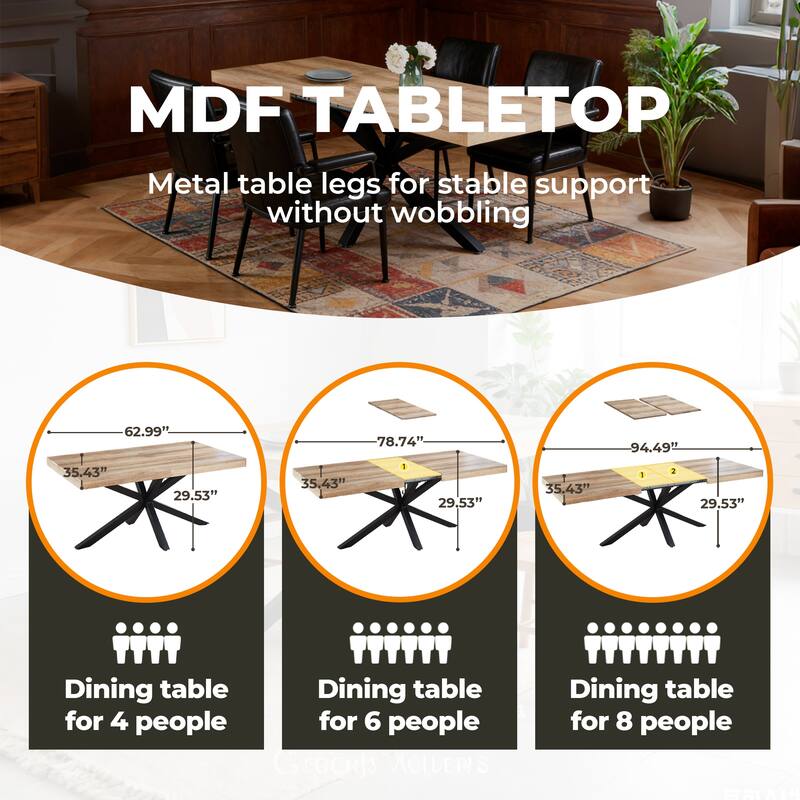 GDFStudio - Mapleton Modern Contemporary Space Saving 47.24" Metal Frame Extendable Dining Table with Telescoping Top - 47.24"L