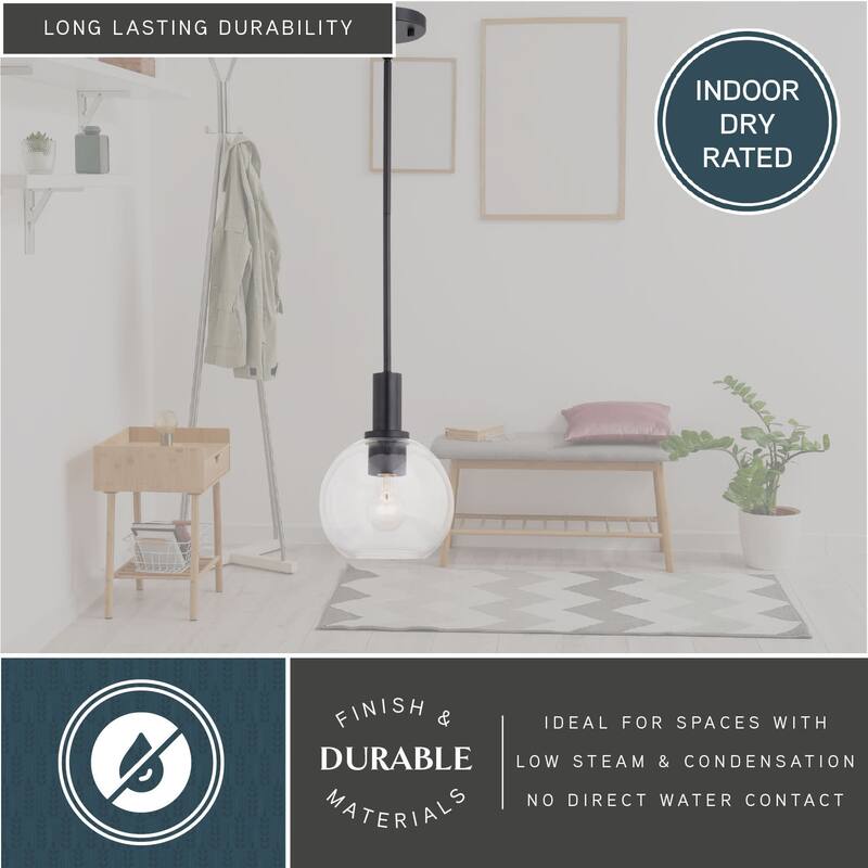 Vaxcel Lighting P0406 Marshall 8" Wide Mini Pendant with Clear Glass