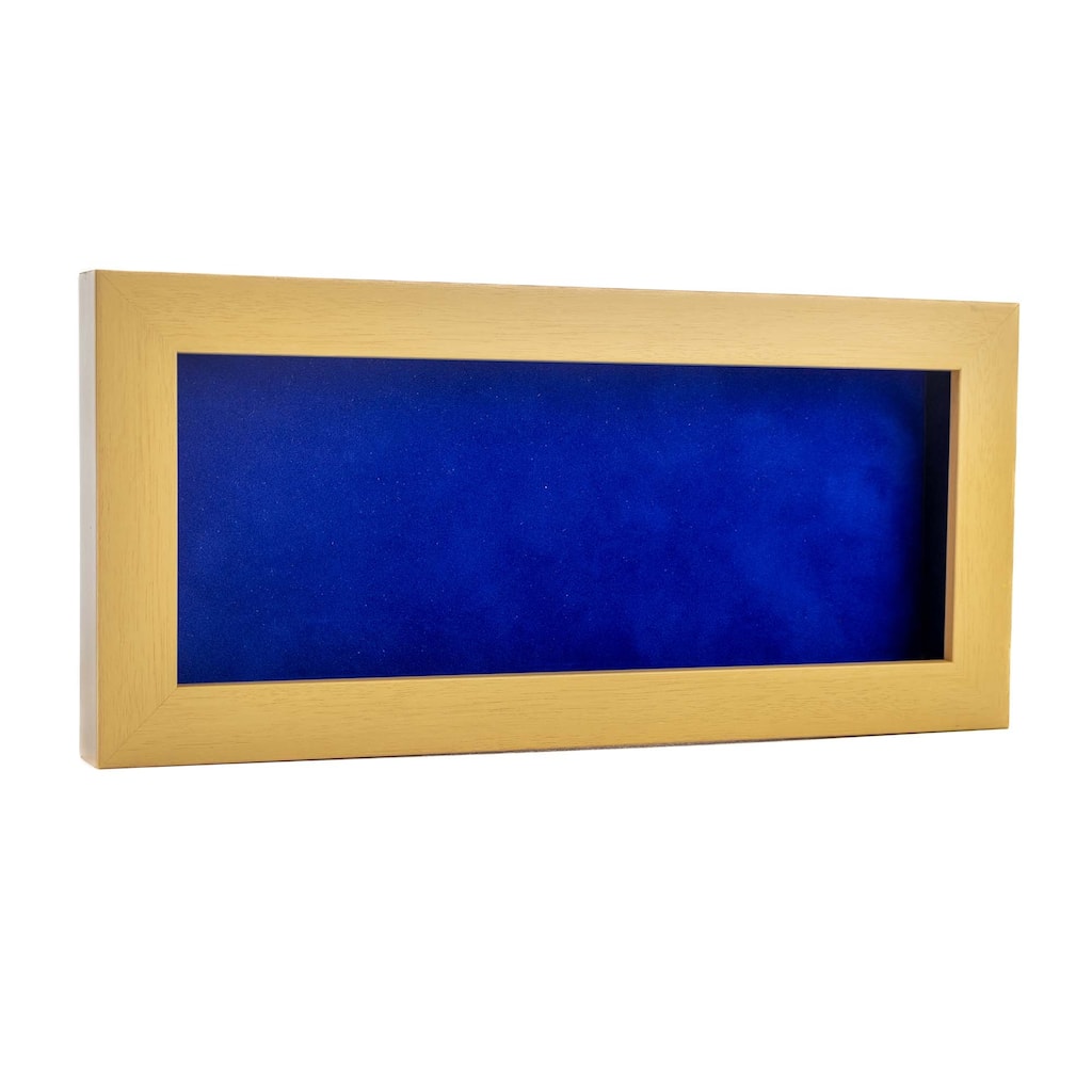 16x28 Shadow Box Frame Natural Wood | With a 3/4" Usable Display Depth | Includes a Royal Blue Real Suede Texture Acid-Free
