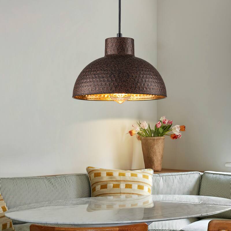 Industiral Farmhouse Small Hammered Dome Pendant Lights for Kitchen Island - Copper - W10.24" - W10.24" - Copper