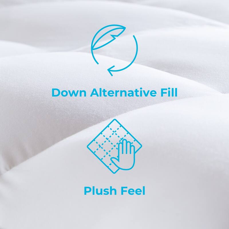 3 Inch Down Alternative Fiber Bed Mattress Topper by Linenspa Essentials - White
