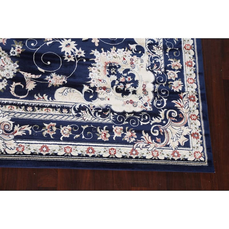 Blue Floral Medallion Transitional Turkish Rug Oriental Carpet