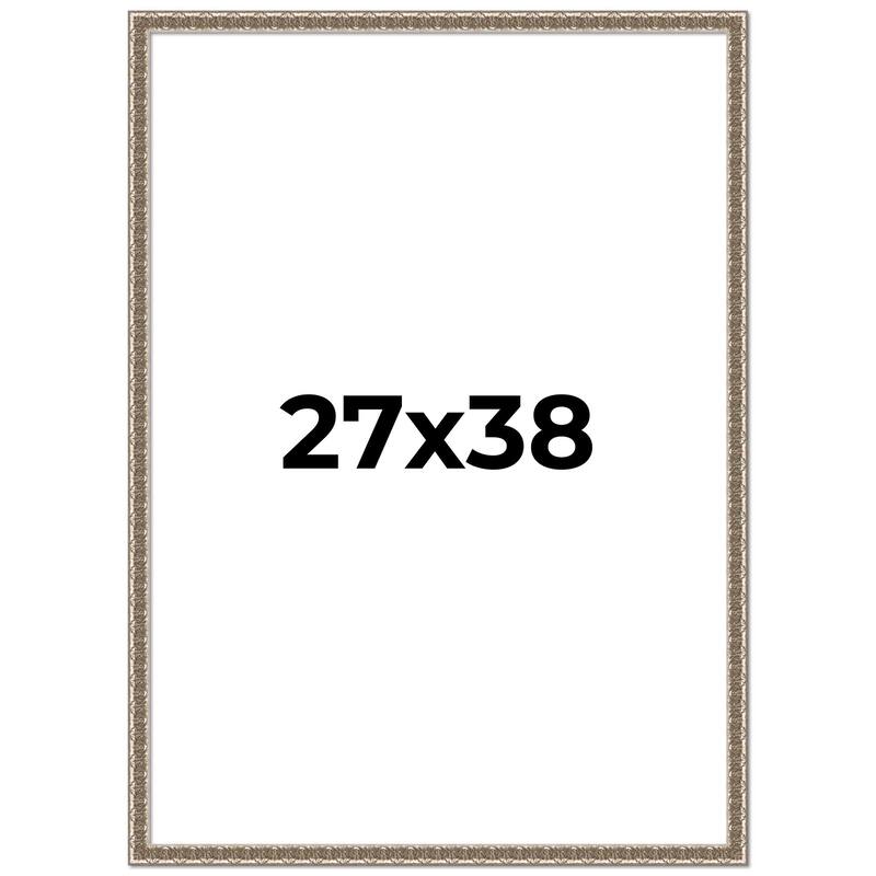 27x38 Frame Silver Versailles Ornate Solid Wood Picture Frame | 1 Inch