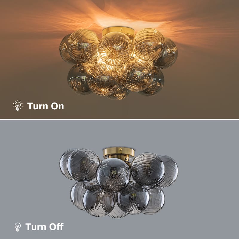 Starsky 3-Light 18in. Contemporary Glass Bubble Semi Flush Mount