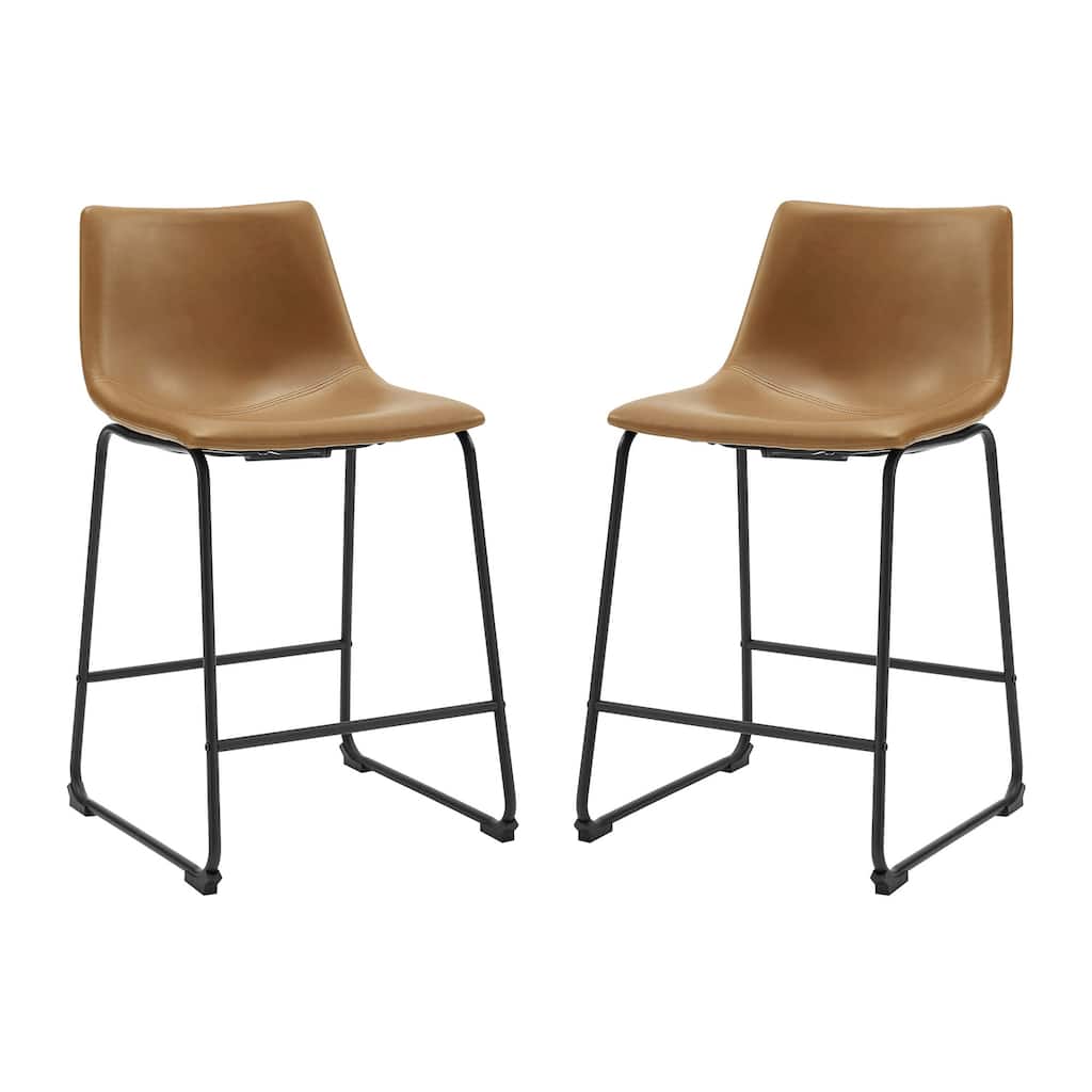 26" Faux Leather Counter Stool 2 pack - Whiskey Brown