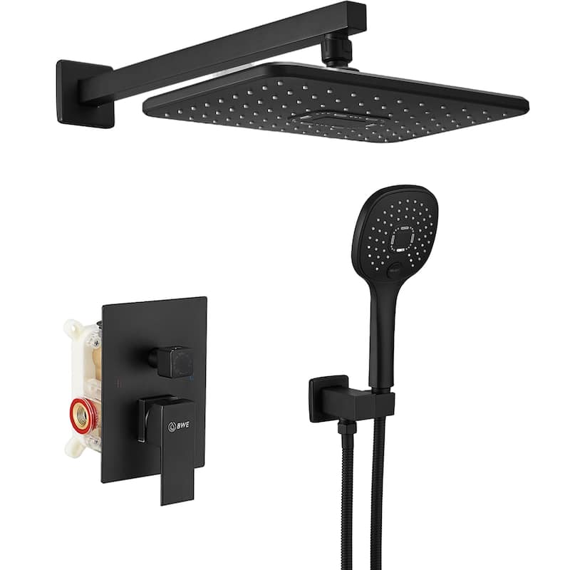WIZ Single Handle Wall Mount Shower Head with Hand Shower Faucet - Black