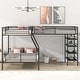 preview thumbnail 5 of 10, Stylish & Simple L-Shaped Metal Twin over Full Bunk Bed and Twin Size Loft Bed with Four Built-in Shelves, Space-saving, Black
