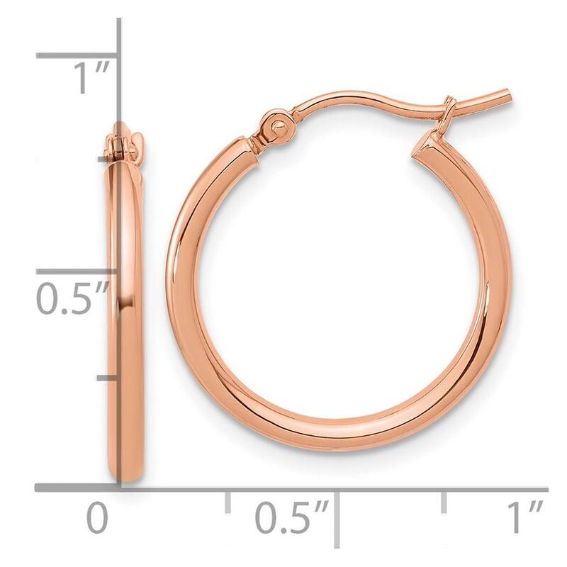 Curata 14k Rose Gold 20x2mm Polished Classic Hoop Earrings