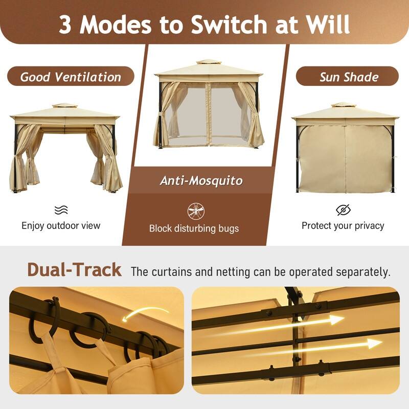 Spruce & Spring Outdoor Gazebo Tent with Double Roofs