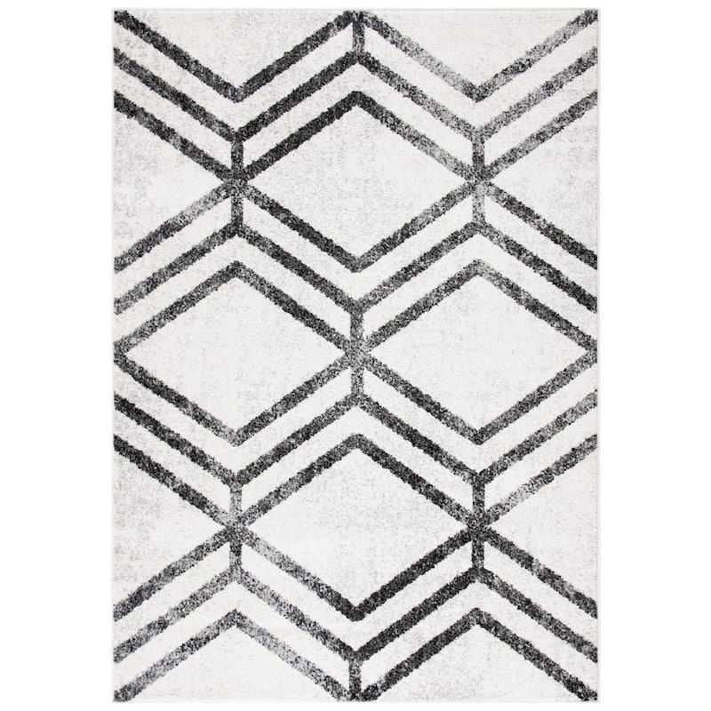 SAFAVIEH Adirondack Olsa Geometric Distressed Rug - 4' x 6' - Ivory/Charcoal