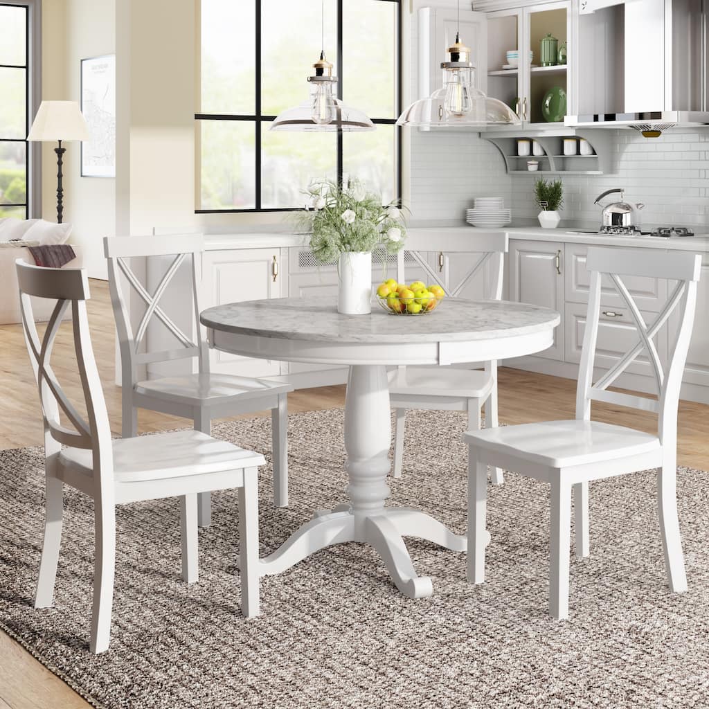 Dining Table and Chair Set Kitchen Dining Table with Chairs, Modern Exquisite Afternoon Tea Table Marble Style Tabletop