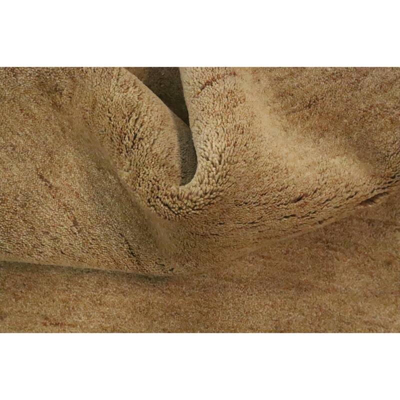 Hand Knotted Oriental 100% Wool Carpet Modern Solid Brown Gabbeh Area Rug - 11' 5'' X 8' 2''