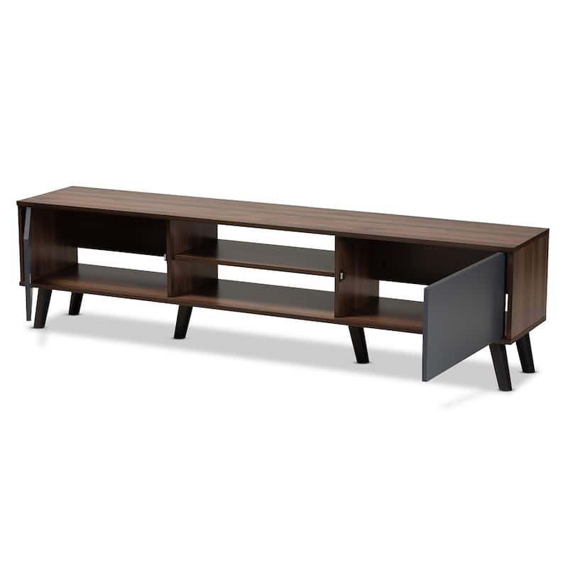 Clapton Two-Tone Grey and Oak Brown Finished Wood TV Stand