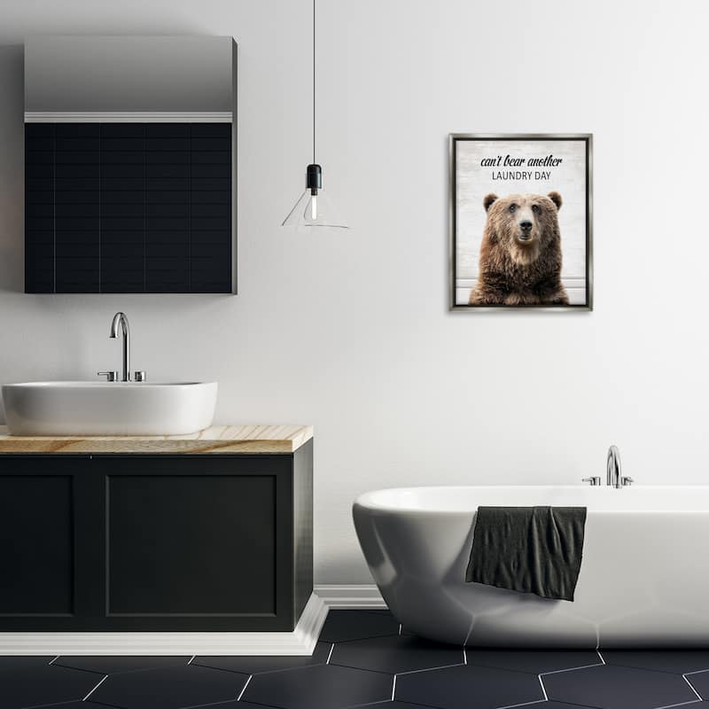 Stupell Can't Bear Another Laundry Day Framed Floater Canvas Wall Art Design By Lettered and Lined