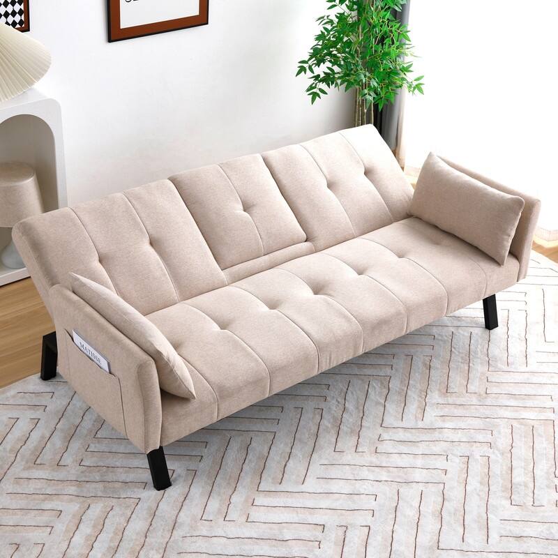 70" Cotton And Linen Cushion Sofa