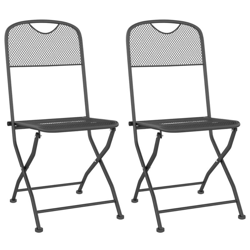 3pc Outdoor Patio Dining Table Set, 2 Chairs, Round Top, Black Metal