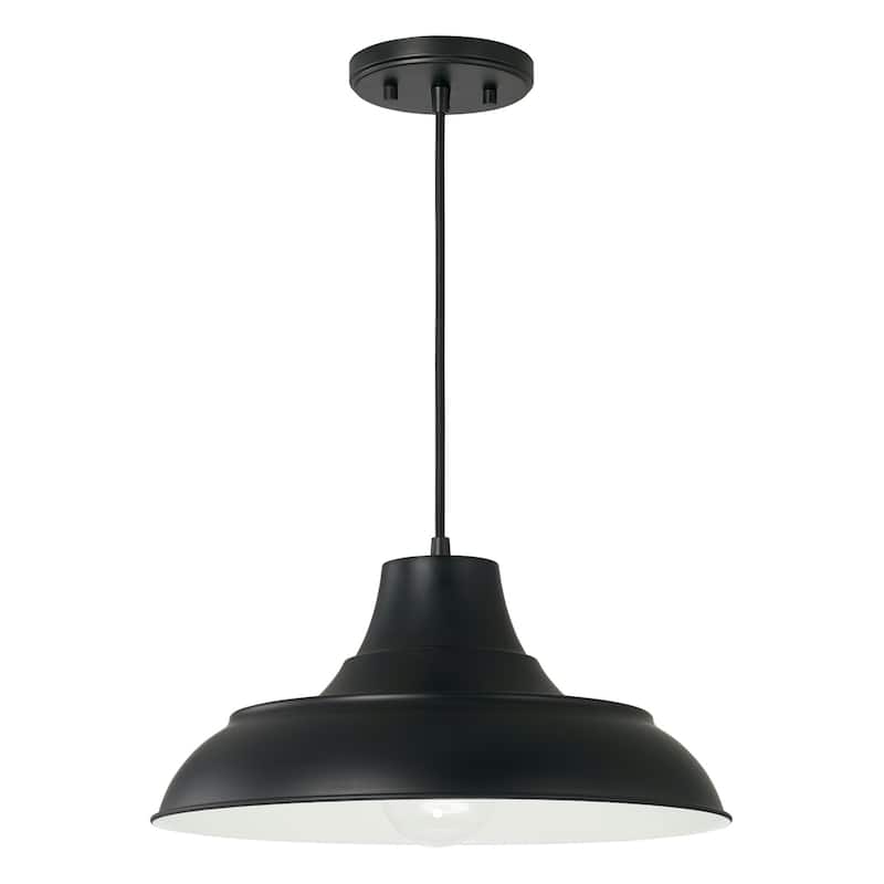 Jones 1-light Black/ White Cord-Hung Pendant