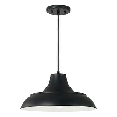 Jones 1-light Black/ White Cord-Hung Pendant