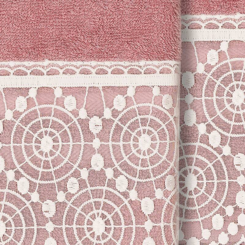 Authentic Hotel and Spa 100% Turkish Cotton Arian 2PC Cream Lace Embellished Hand Towel Set