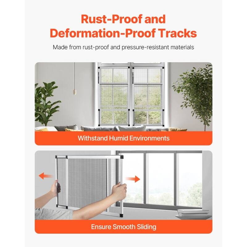 2 Pieces Expandable Window Screens White Adjustable Aluminum Frame High Transparency Mesh - 40” x 15” x 0.7”