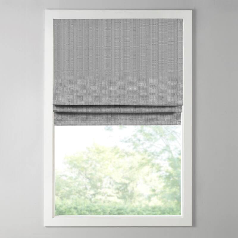 Basketweave Room Darkening Cordless Roman Shade - Grey