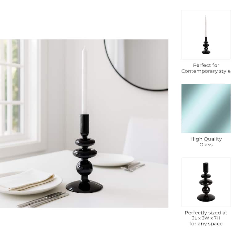 Sculptural Glass Candle Holder with Rounded Accent Base - Modern Tabletop Candle Holder for Any Room