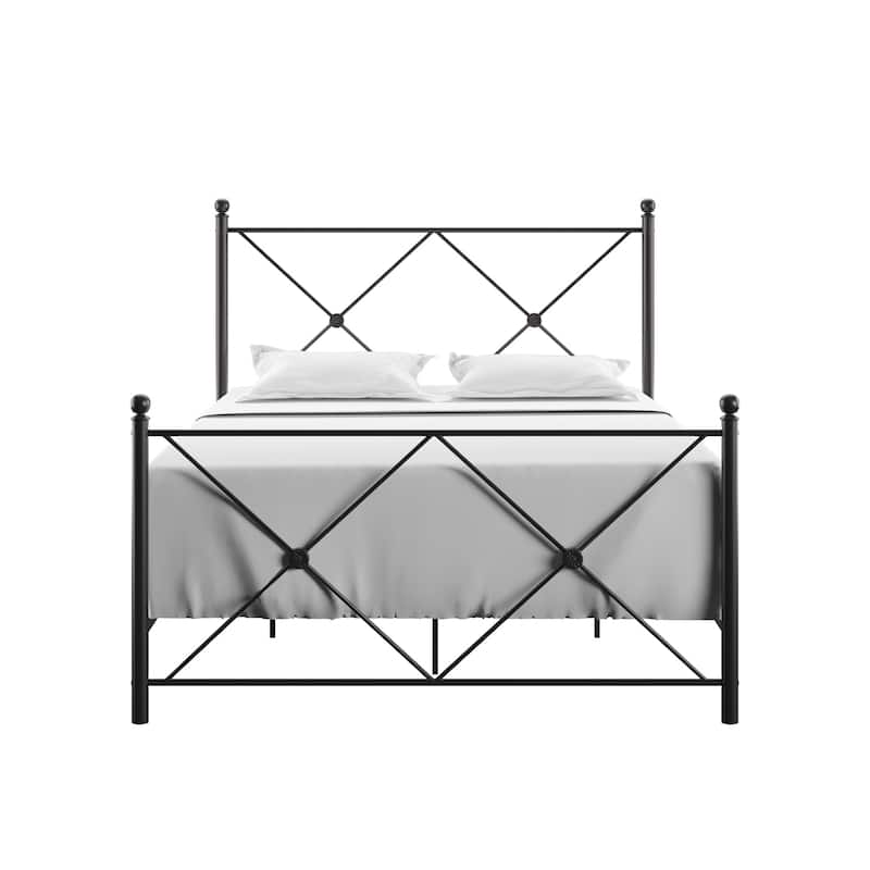 Aniket Queen Size Metal Bed with Nightstands Set by iNSPIRE Q Classic
