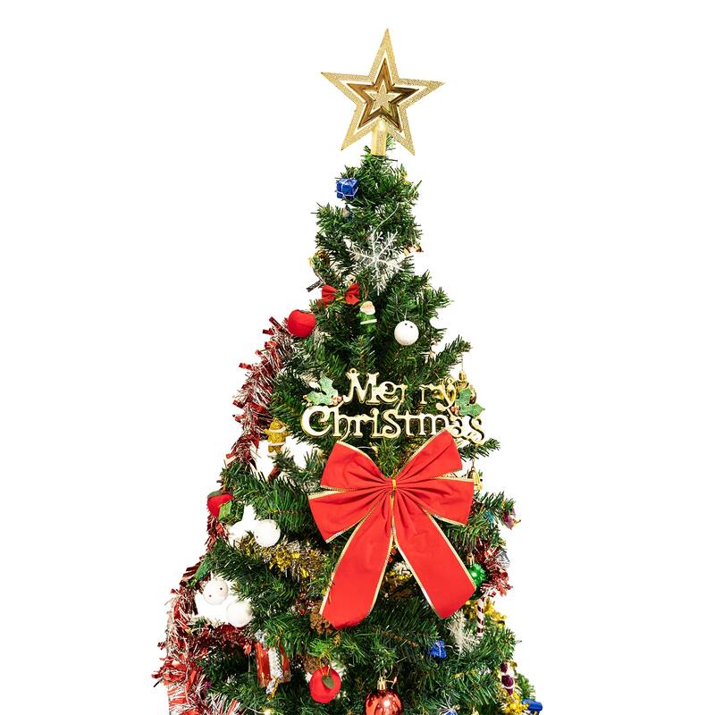 5ft artificial Christmas tree with LED energy-saving lights, including 109 pendant tree skirts and guardrails - Green