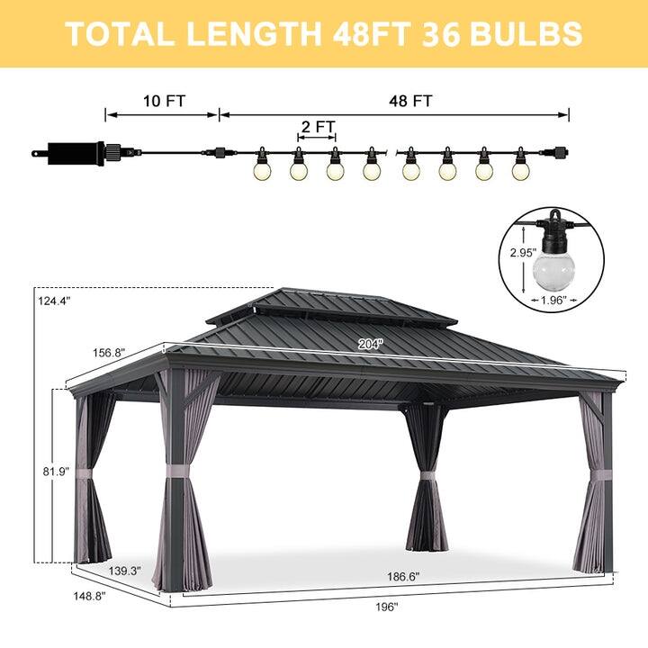 PURPLE LEAF Outdoor Galvanized Steel Hardtop Gazebo, Aluminum Frame Gazebo With Curtains