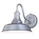 preview thumbnail 1 of 6, VAXCEL Dorado 1-Light Satin Silver and White Dusk to Dawn Sensor Farmhouse Outdoor Wall Sconce, Gooseneck Shade, Dark Sky Satin Silver and White - 9-in W x 9-in H x 13.25-in D