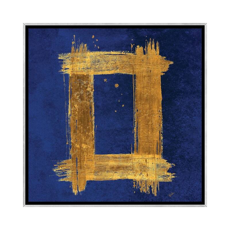 iCanvas "Gold Rectangle on Blue" by Patricia Pinto Framed
