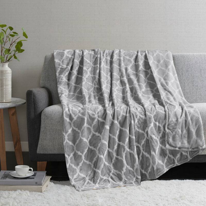 Madison Park Ogee Oversized Throw - Grey