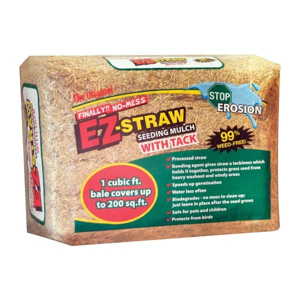EZStraw MLEZSTRAWMULCH1 Seeding Mulch With Tack, Brown Bed Bath