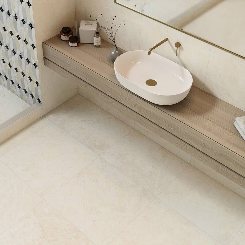 Merola Tile Reve Beige 23-1/2" x 23-1/2" Porcelain Floor and Wall Tile