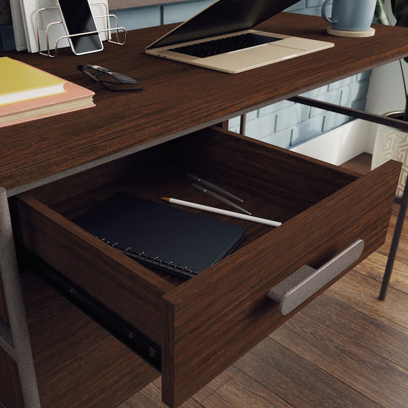 Wood Desk with interlock drawers, Brown
